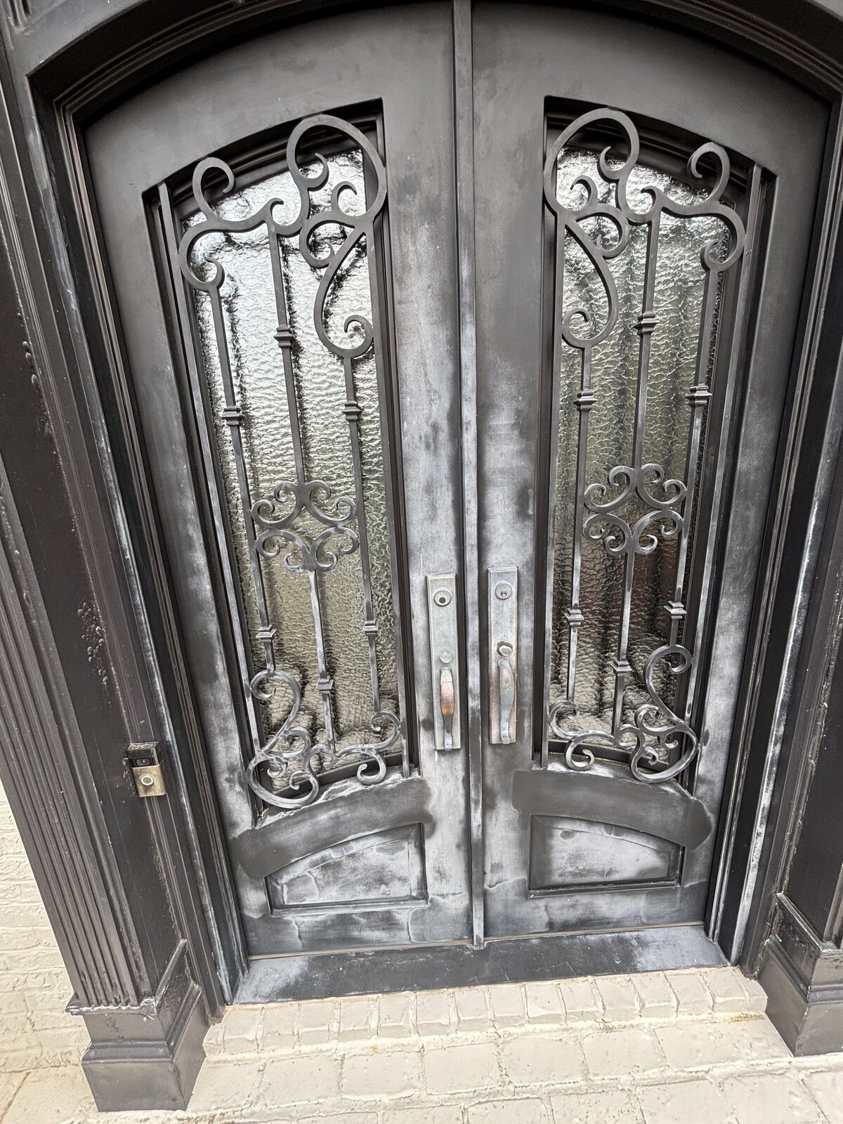 Metal double door — before refinishing — A1 Lime Painting & Metal Door project